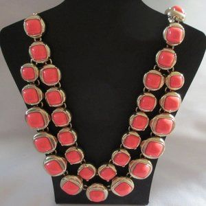 Banana Republic Coral& Gold Tone Statment Necklace